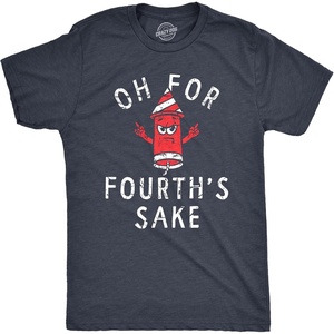 Oh for Fourths Sake Fourth of July Graphic Funny T Shirts for Men(Heather Navy – Fourths)