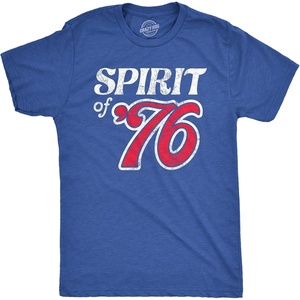 Spirit of 76 Fourth of July Patriotic 1776 Funny T Shirts for Men(Heather Royal – 76)