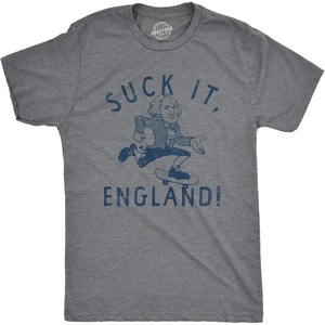 Suck It England Fourth of July George Funny T Shirts for Men(Dark Heather Grey – England)