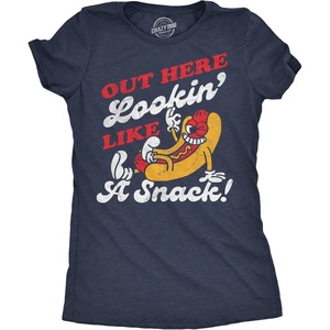 Womens Funny T Shirts Out Here Lookin Like A Snack Hotdog 4th of July Tee