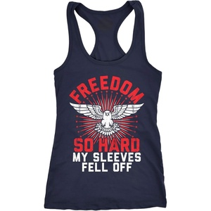 Womens Tank Freedom so Hard My Sleeves Fell Off Tanktop(Navy)
