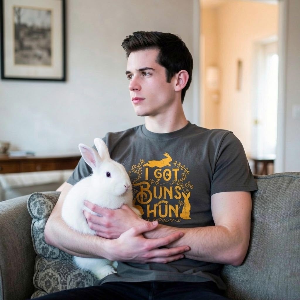 image:imageI Got Buns Hun Easter Sunday Bunny Rabbit Funny T Shirts for MenHeather Navy Buns