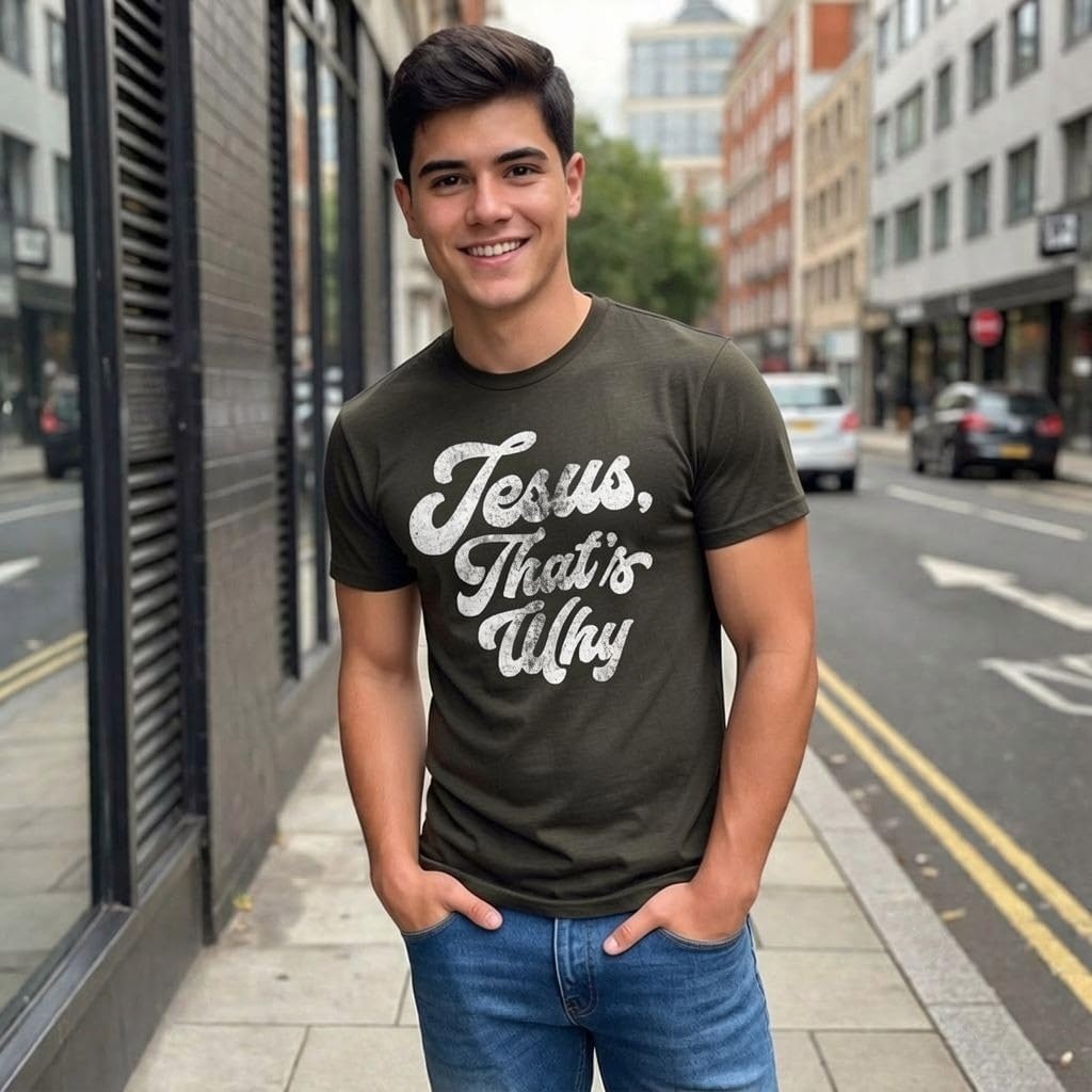 image:imageMens Funny Jesus T Shirts Religious Tees with Funny Sayings for GuysHeather Black Thats Why