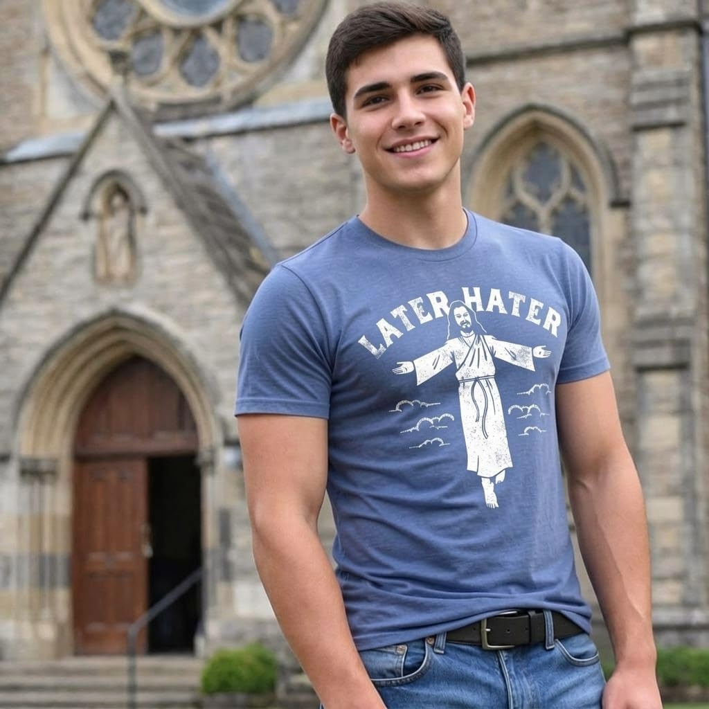 image:imageMens Funny Jesus T Shirts Religious Tees with Funny Sayings for GuysHeather Royal Later Hater