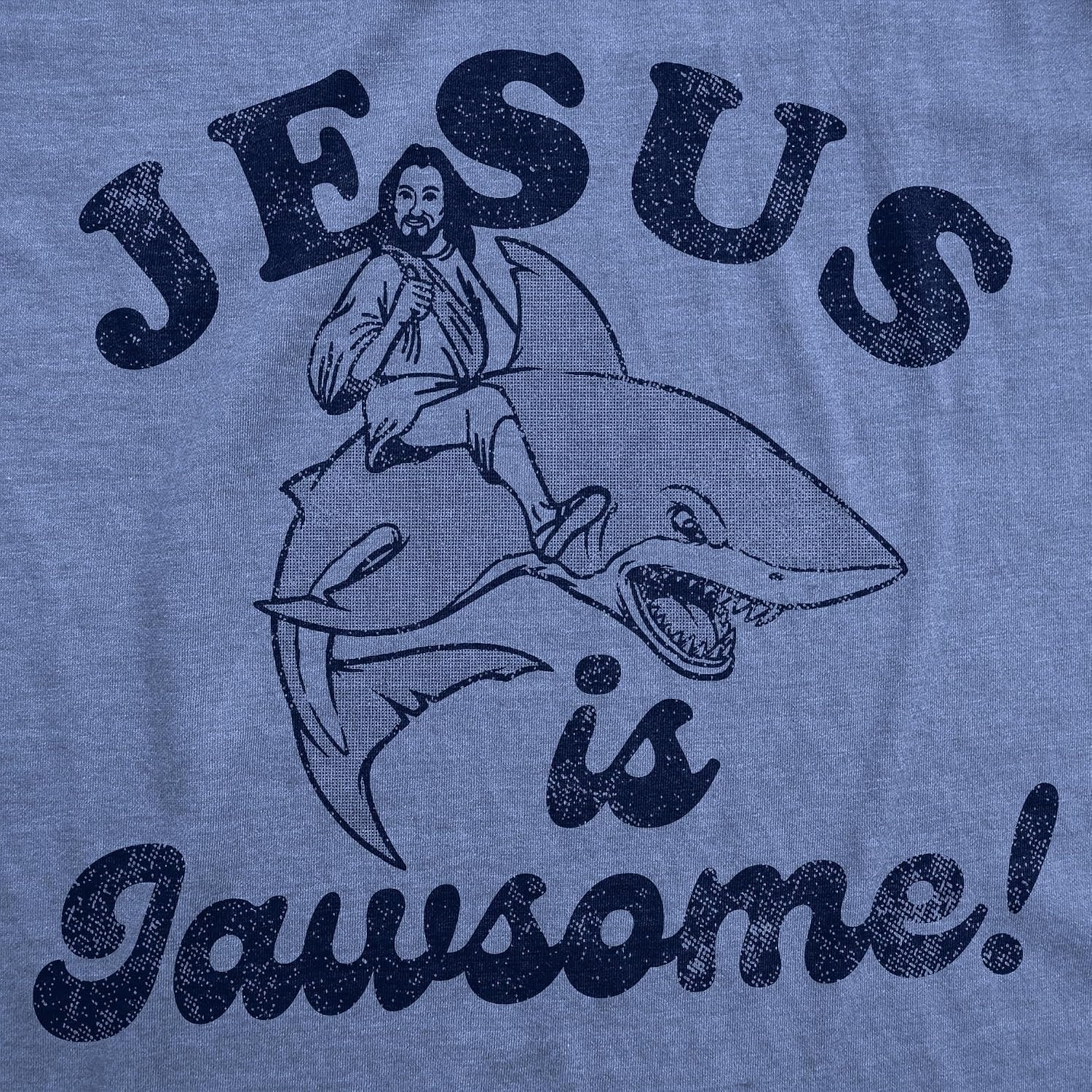 image:imageMens Funny Jesus T Shirts Religious Tees with Funny Sayings for GuysLight Heather Blue Jesus is Jawsome
