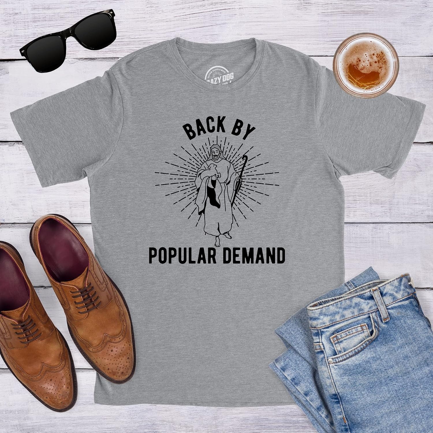 image:imageMens Funny Jesus T Shirts Religious Tees with Funny Sayings for GuysLight Heather Grey Popular Demand