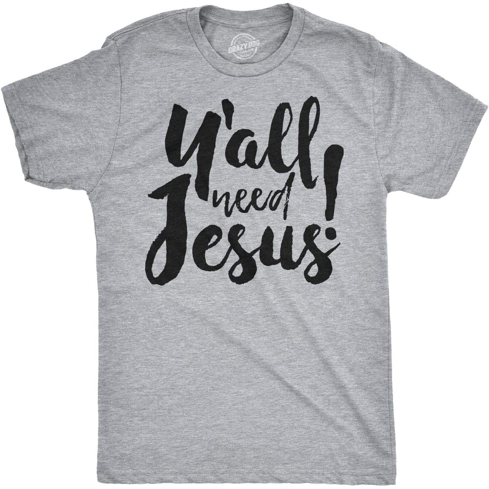 image:imageMens Funny Jesus T Shirts Religious Tees with Funny Sayings for GuysLight Heather Grey Yall Need