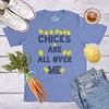 Chicks are All Over Me Funny Easter Chicken Egg T Shirts for Men(Heather Light Blue)