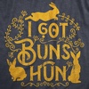 I Got Buns Hun Cute Bunny Rabbit Easter Funny Shirt for Women(Heather Navy – Buns)