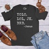 Mens Funny Jesus T Shirts Religious Tees with Funny Sayings for Guys(Heather Black – Yolo Lol Jk Brb)
