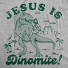 Mens Funny Jesus T Shirts Religious Tees with Funny Sayings for Guys(Light Heather Grey – Jesus is Dinomite)
