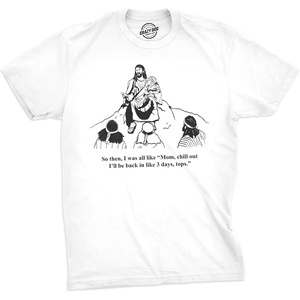 Mens Funny Jesus T Shirts Religious Tees with Funny Sayings for Guys(White – Story Time)