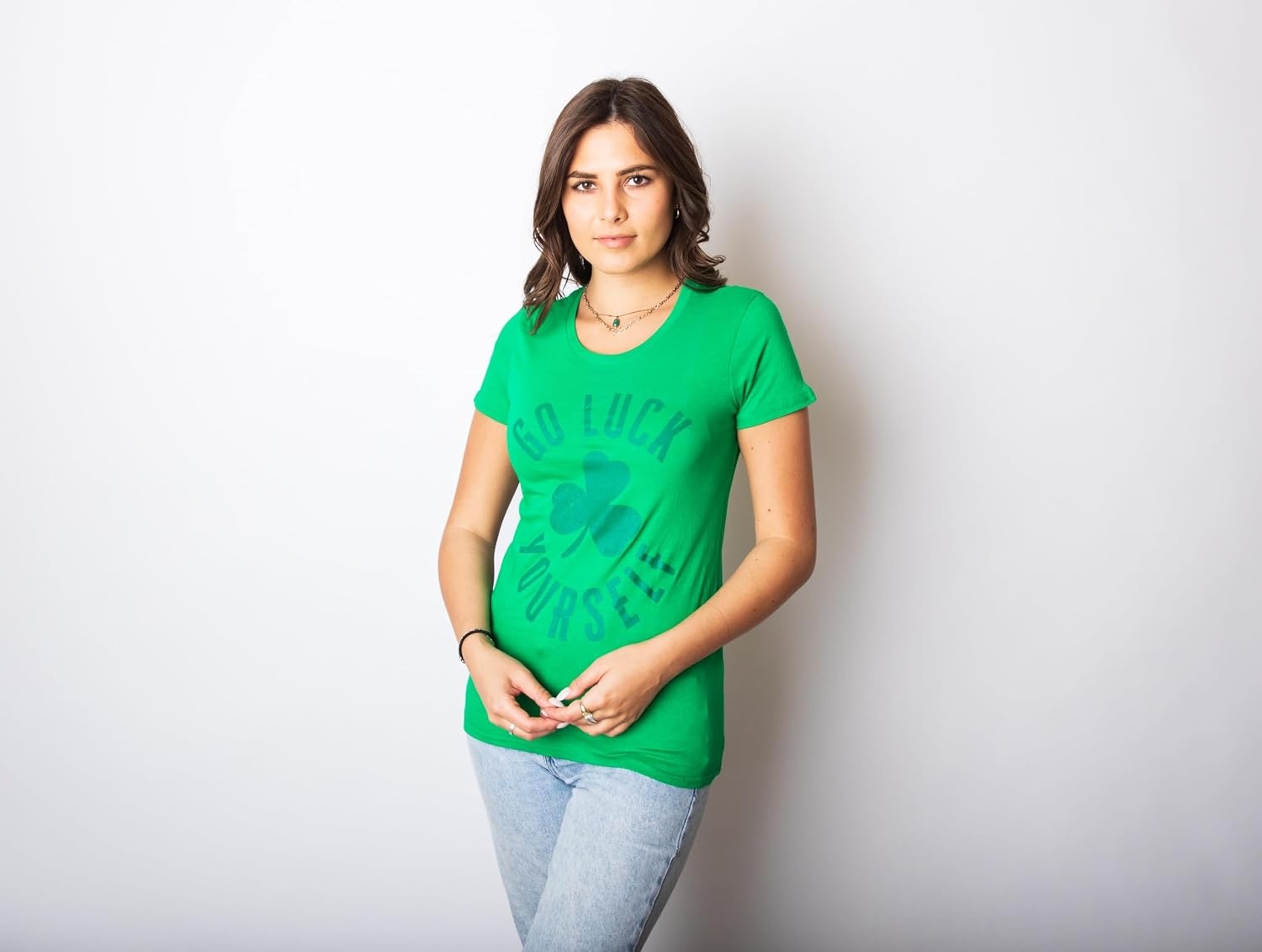 image:imageCute Saint Patricks Day Funny Graphic Novelty T Shirts for WomenHeather Black Go Luck Yourself