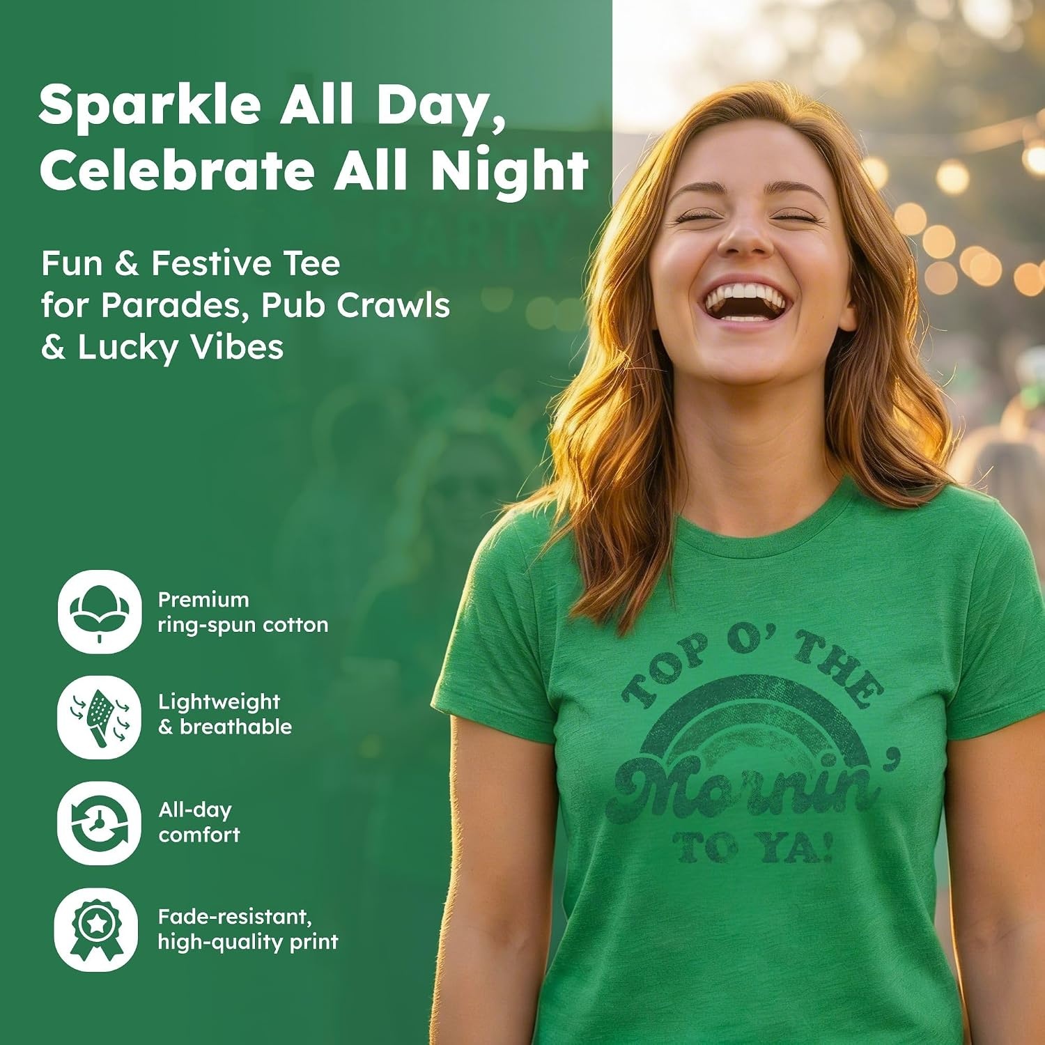 image:imageCute Saint Patricks Day Funny Graphic Novelty T Shirts for WomenHeather Green Top O Mornin