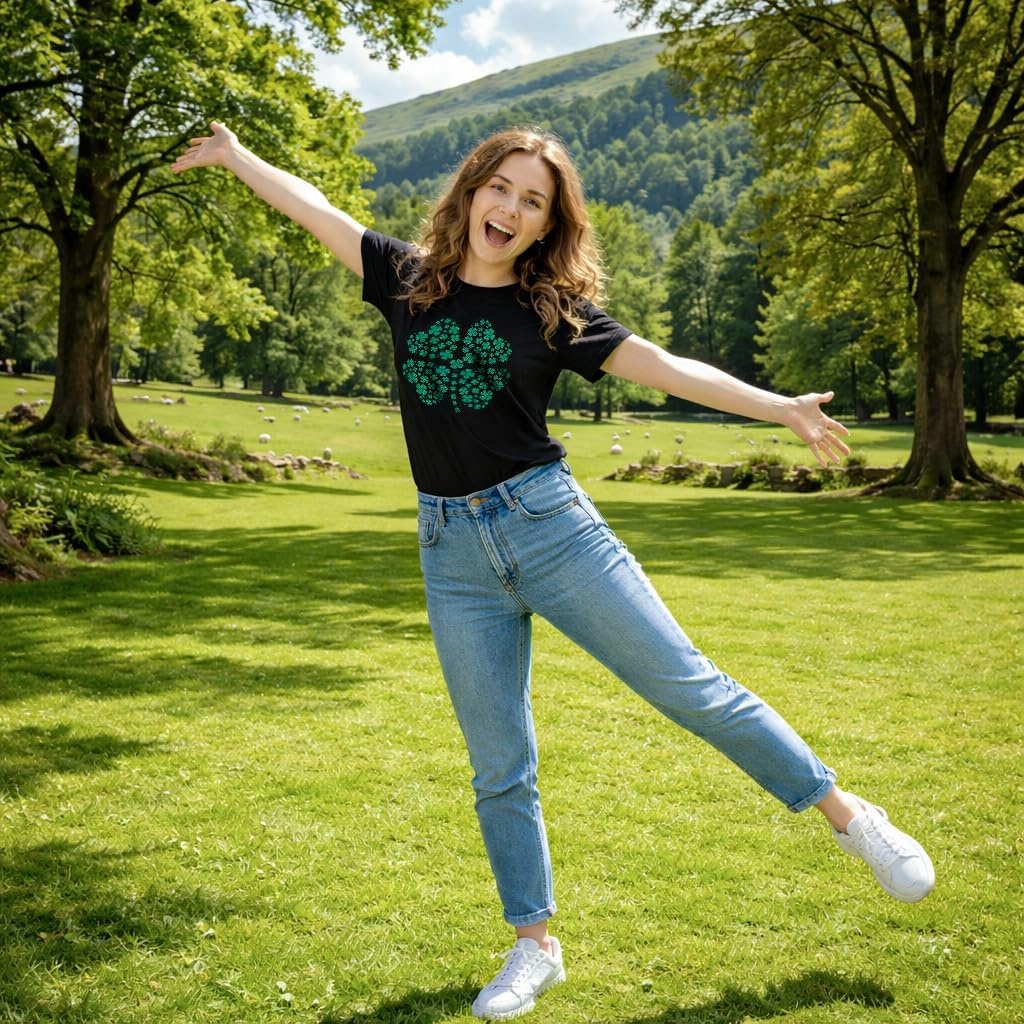 image:imageGlitter Clover Awesome Parade Saint Patricks Day Shirt for WomenHeather Black Glitter Clover