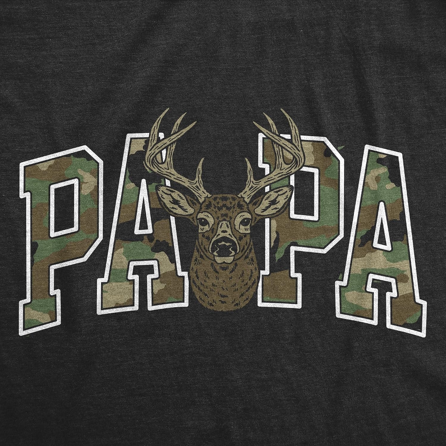 image:imageMens Funny Papa Text Pattern Fathers Day for Men T ShirtHeather Black Papa Buck Camo