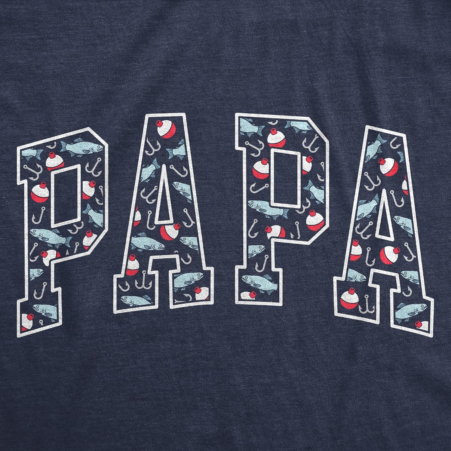 image:imageMens Funny Papa Text Pattern Fathers Day for Men T ShirtHeather Navy Papa Fishing Pattern