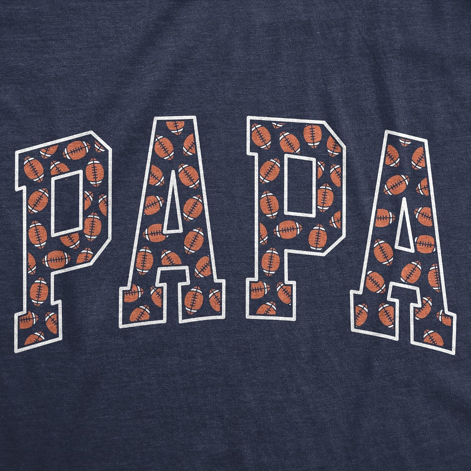 image:imageMens Funny Papa Text Pattern Fathers Day for Men T ShirtHeather Navy Papa Football Pattern