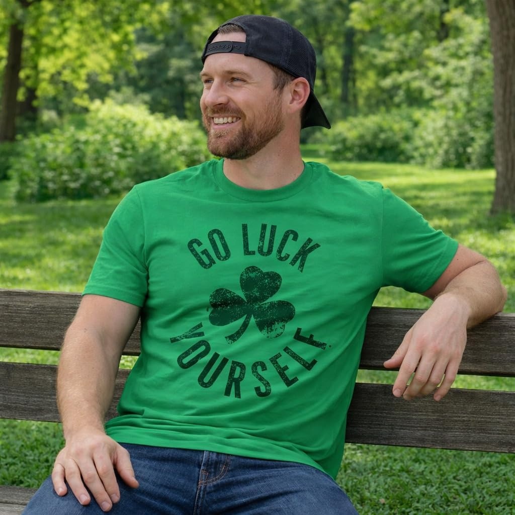 image:imageMens Go Luck Yourself T Shirt Funny Sarcastic Shamrock TeeGreen