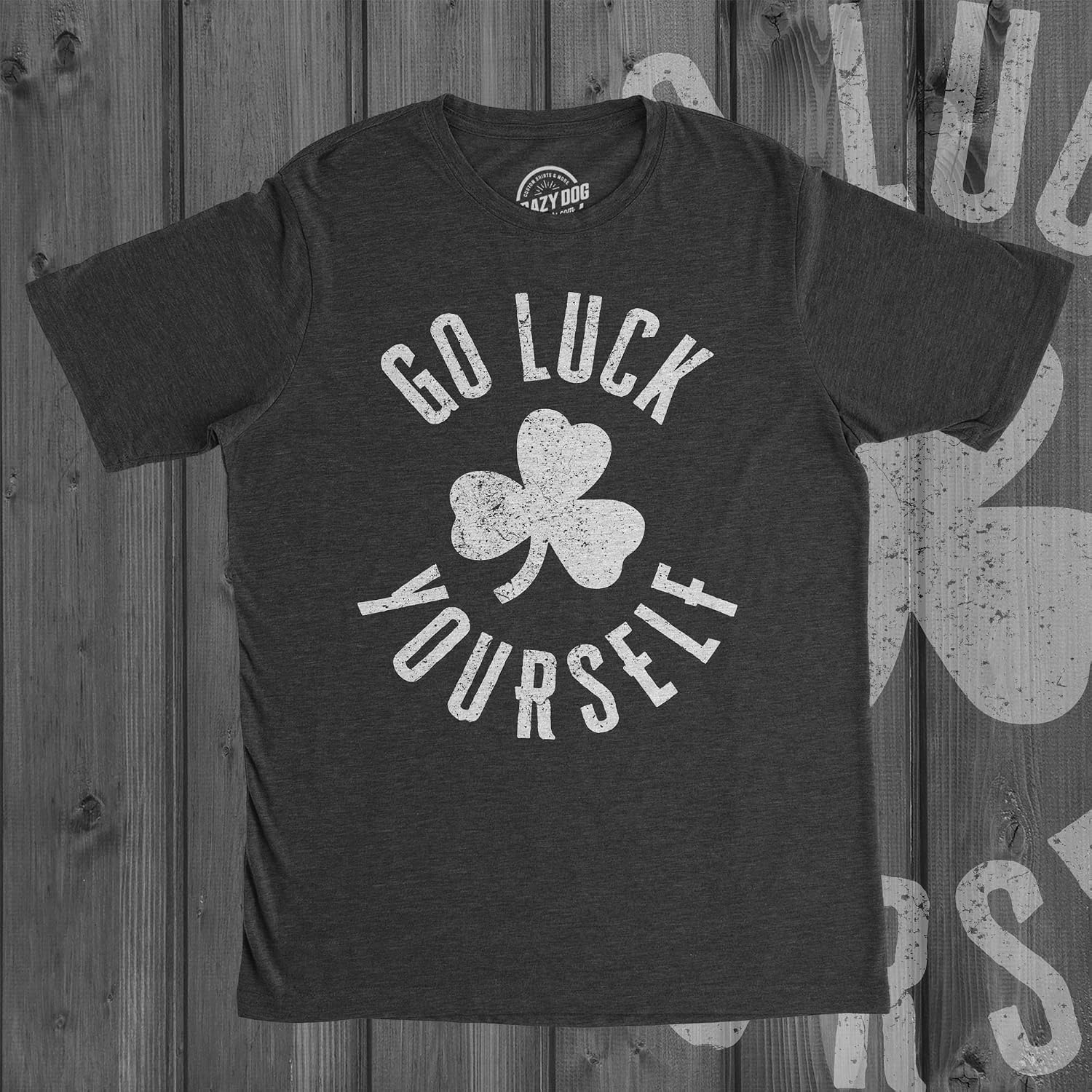 image:imageMens Go Luck Yourself T Shirt Funny Sarcastic Shamrock TeeHeather Black