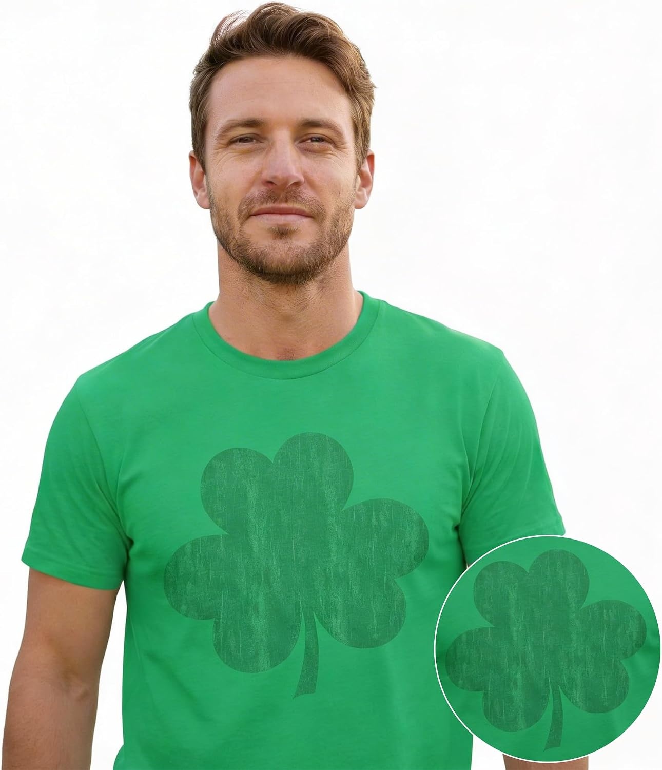 image:imageMens Saint Patricks Day T Shirts Funny St Pattys Tees for GuysHeather Green Distressed Clover