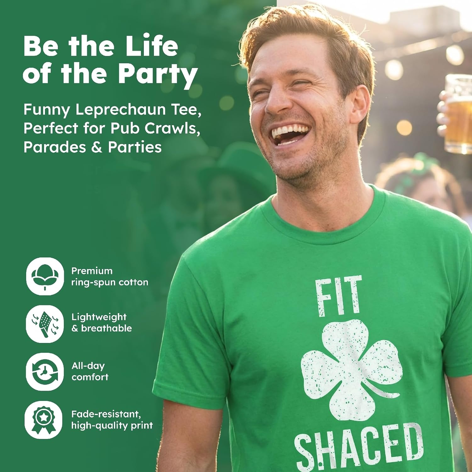 image:imageMens St Patricks Day Shirt Fit Shaced Funny Irish Drinking TeeGreen