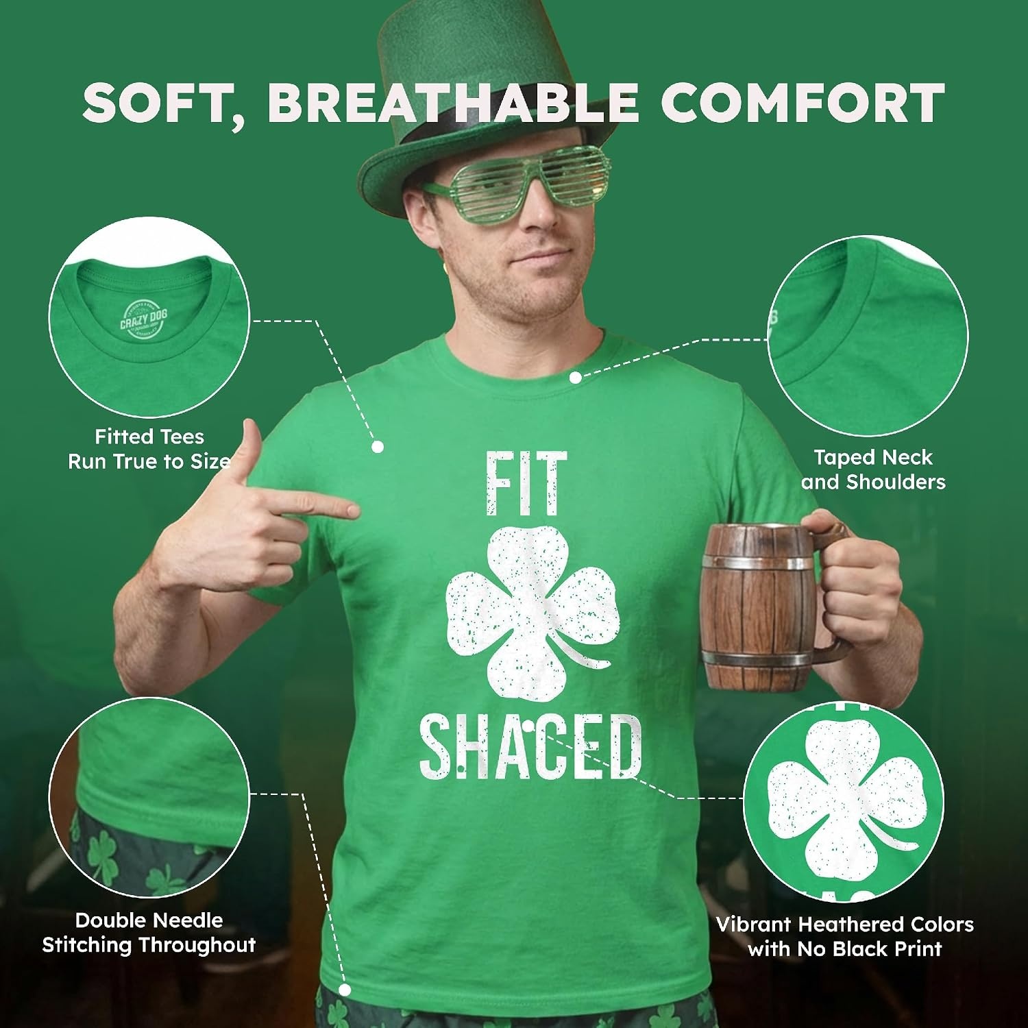 image:imageMens St Patricks Day Shirt Fit Shaced Funny Irish Drinking TeeHeather Black