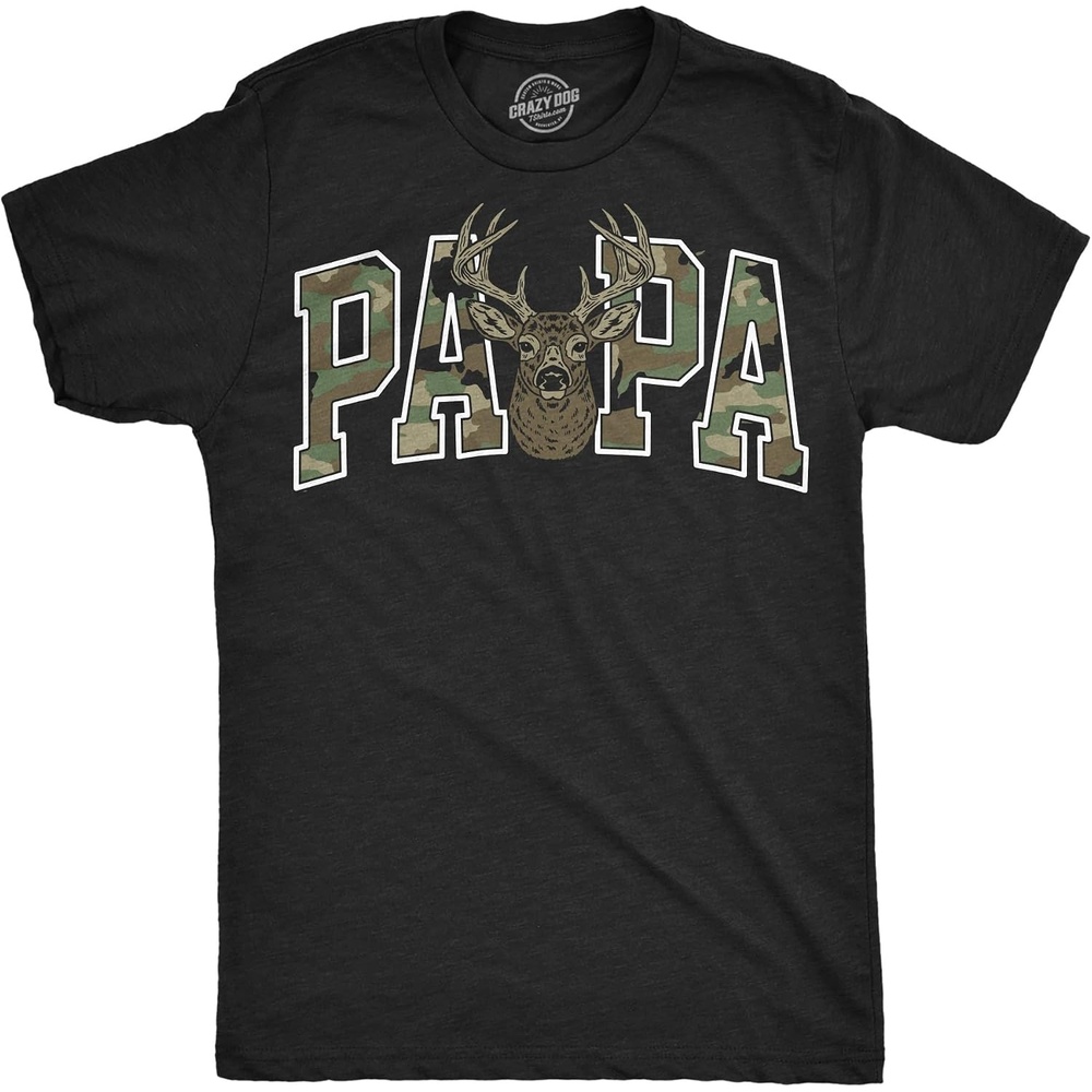 image:imageMens Funny Papa Text Pattern Fathers Day for Men T ShirtHeather Black Papa Buck Camo