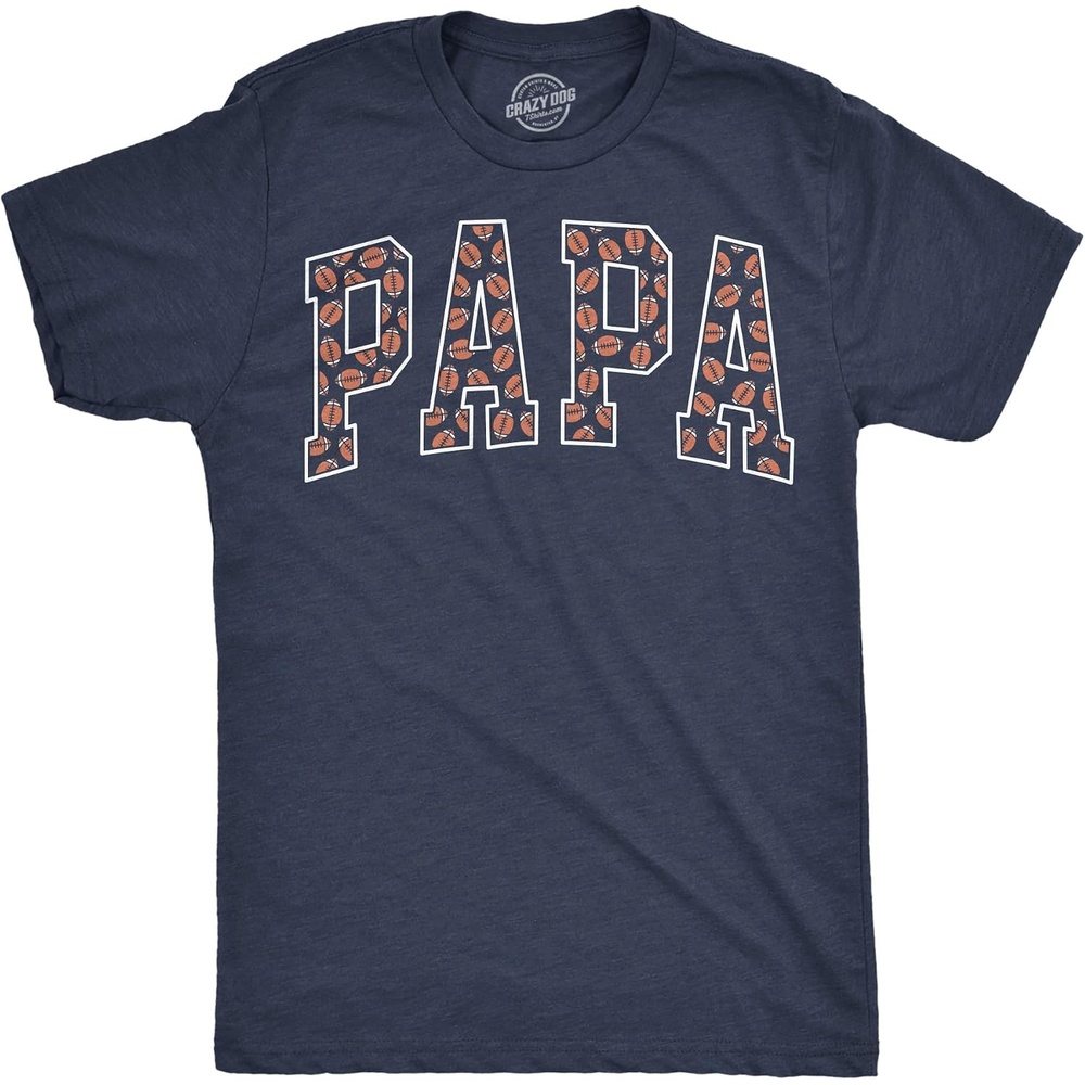 image:imageMens Funny Papa Text Pattern Fathers Day for Men T ShirtHeather Navy Papa Football Pattern