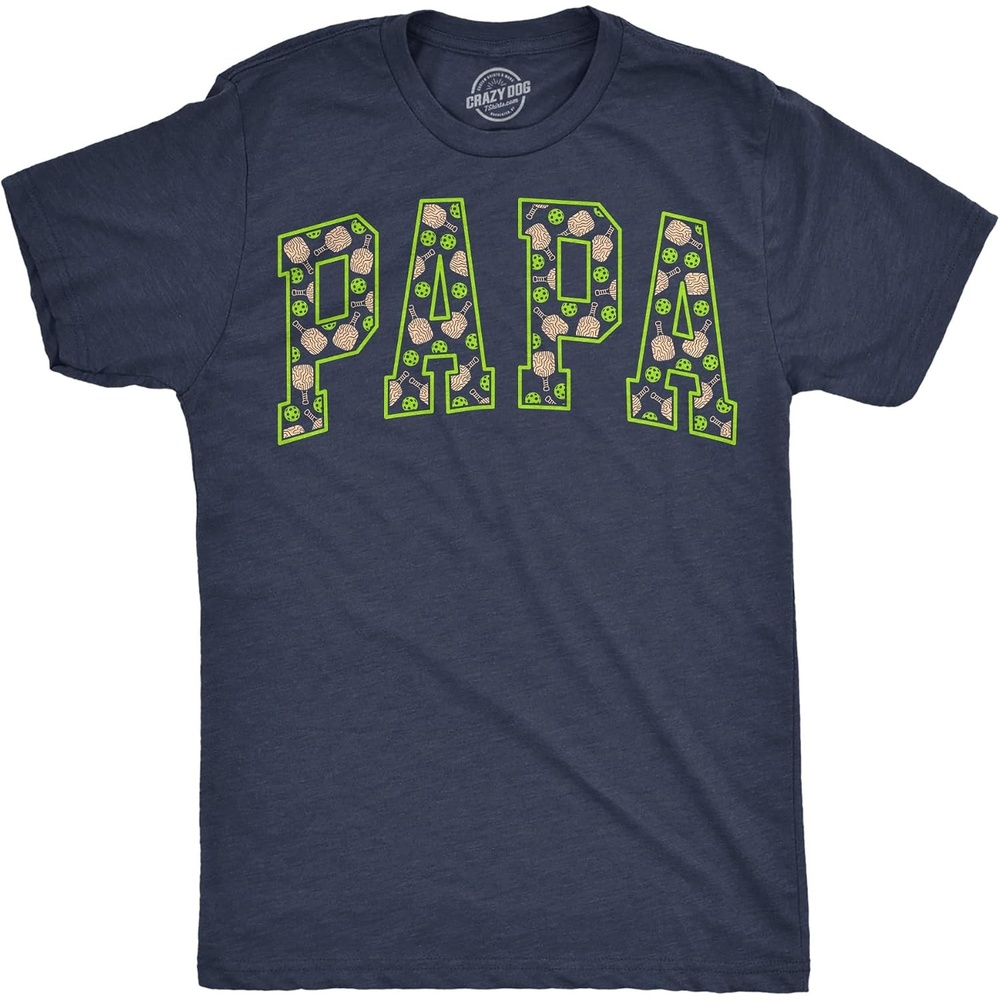 image:imageMens Funny Papa Text Pattern Fathers Day for Men T ShirtHeather Navy Papa Pickleball
