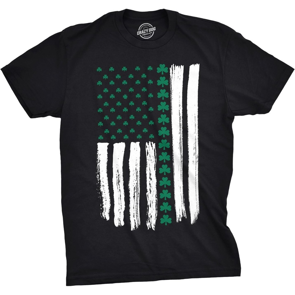image:imageMens Saint Patricks Day T Shirts Funny St Pattys Tees for GuysHeather Black Shamrock Flag