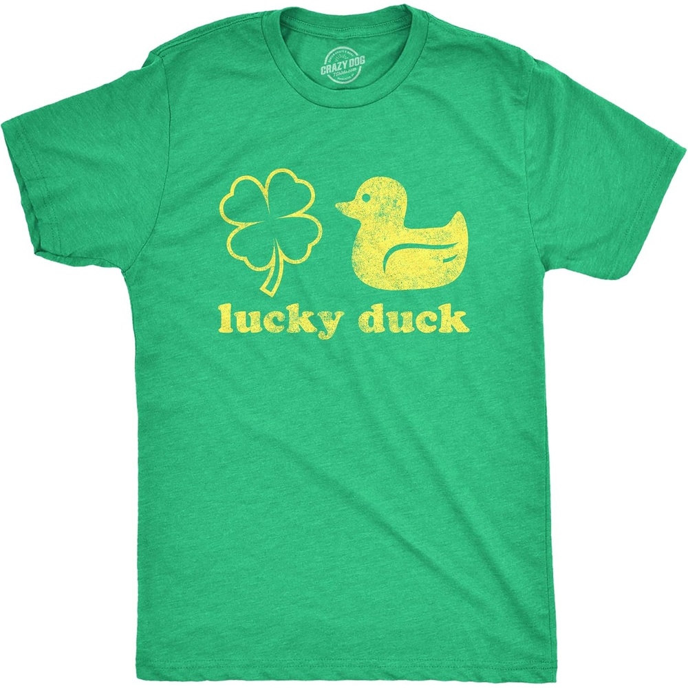image:imageMens Saint Patricks Day T Shirts Funny St Pattys Tees for GuysHeather Green Lucky Duck