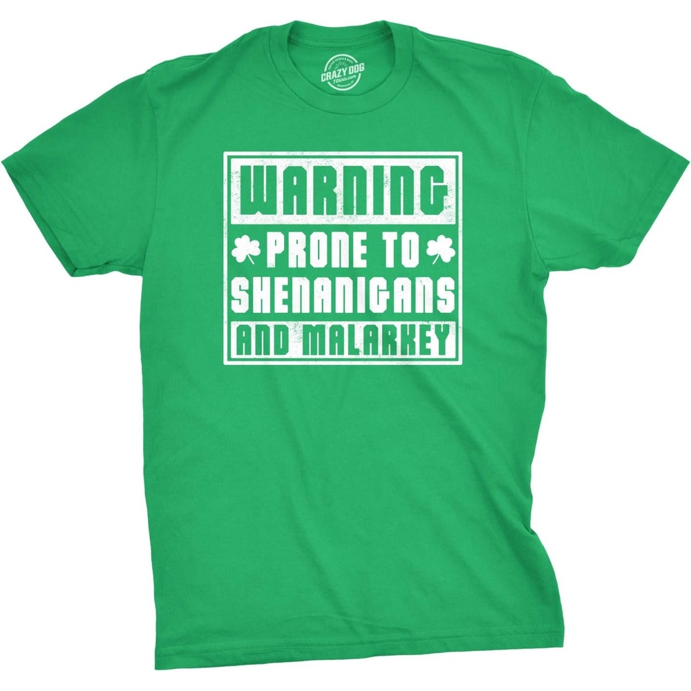 image:imageMens Saint Patricks Day T Shirts Funny St Pattys Tees for GuysHeather Green Prone to Shenanigans
