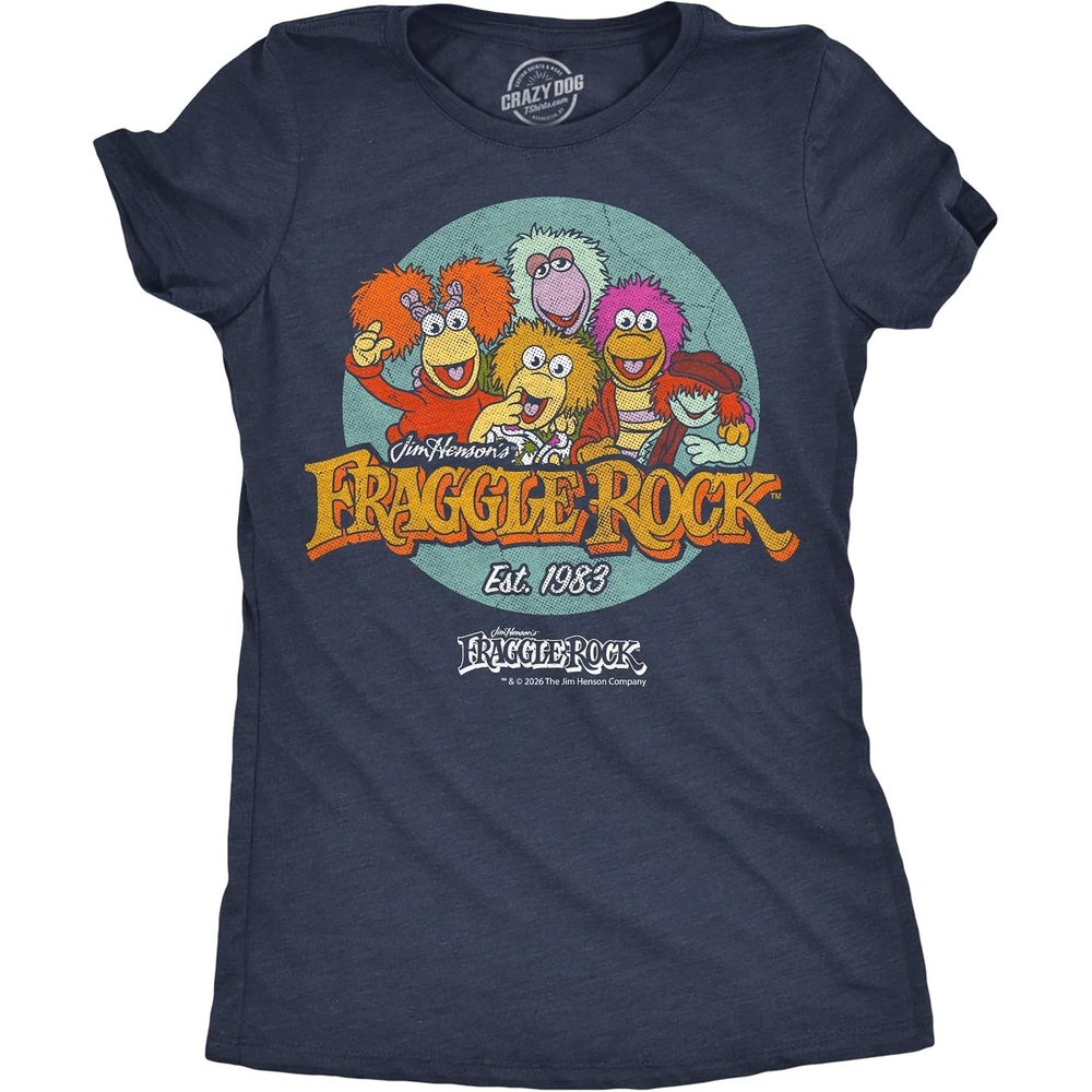 image:imageWomens Fraggle Rock TShirt 80s Cute Licensed Vintage Funny TeesHeather Navy Fraggle Rock Logo
