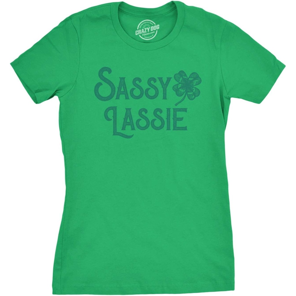 image:imageWomens Sassy Lassie T Shirt Funny St Pats Cute Outfit St Patty TeeGreen