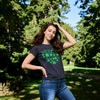 Cute Saint Patricks Day Funny Graphic Novelty T Shirts for Women(Heather Black – Glitter Clover Heart)