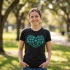 Cute Saint Patricks Day Funny Graphic Novelty T Shirts for Women(Heather Black – Glitter Clover Heart)