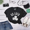 Cute Saint Patricks Day Funny Graphic Novelty T Shirts for Women(Heather Black – Go Luck Yourself)