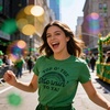 Cute Saint Patricks Day Funny Graphic Novelty T Shirts for Women(Heather Green – Top O Mornin)