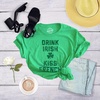 Drink Irish Kiss French Clever Saint Patricks Day Shirt for Women(Heather Green)