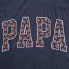 Mens Funny Papa Text Pattern Father’s Day for Men T Shirt(Heather Navy – Papa Football Pattern)