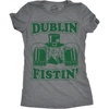 Cute Saint Patricks Day Funny Graphic Novelty T Shirts for Women(Dark Heather Grey – Dublin Fistin)