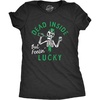 Cute Saint Patricks Day Funny Graphic Novelty T Shirts for Women(Heather Black – Dead Inside)