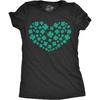 Cute Saint Patricks Day Funny Graphic Novelty T Shirts for Women(Heather Black – Glitter Clover Heart)
