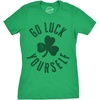 Cute Saint Patricks Day Funny Graphic Novelty T Shirts for Women(Heather Green – Go Luck Yourself)