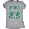 Cute Saint Patricks Day Funny Graphic Novelty T Shirts for Women(Light Heather Grey – Mugs Not Drugs)