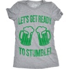 Cute Saint Patricks Day Funny Graphic Novelty T Shirts for Women(Light Heather Grey – Ready to Stumble)