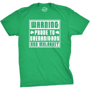 Mens Saint Patricks Day T Shirts Funny St Pattys Tees for Guys(Heather Green – Prone to Shenanigans)