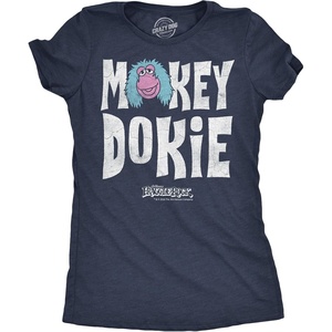 Womens Fraggle Rock T-Shirt 80s Cute Licensed Vintage Funny Tees(Heather Navy – Mokey Dokie)