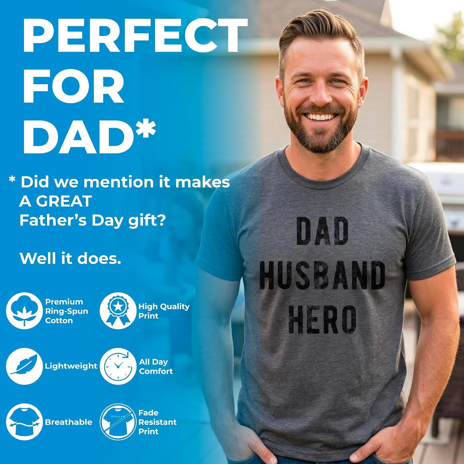 image:imageMens Best Buckin Dad Ever T Shirt Funny Hunting Tee for DadsHeather Black Buckin Dad